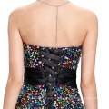 Грейс Карин новый дизайн видеть сквозь черный кружево дамы сексуальный блестки Пром платье CL6026